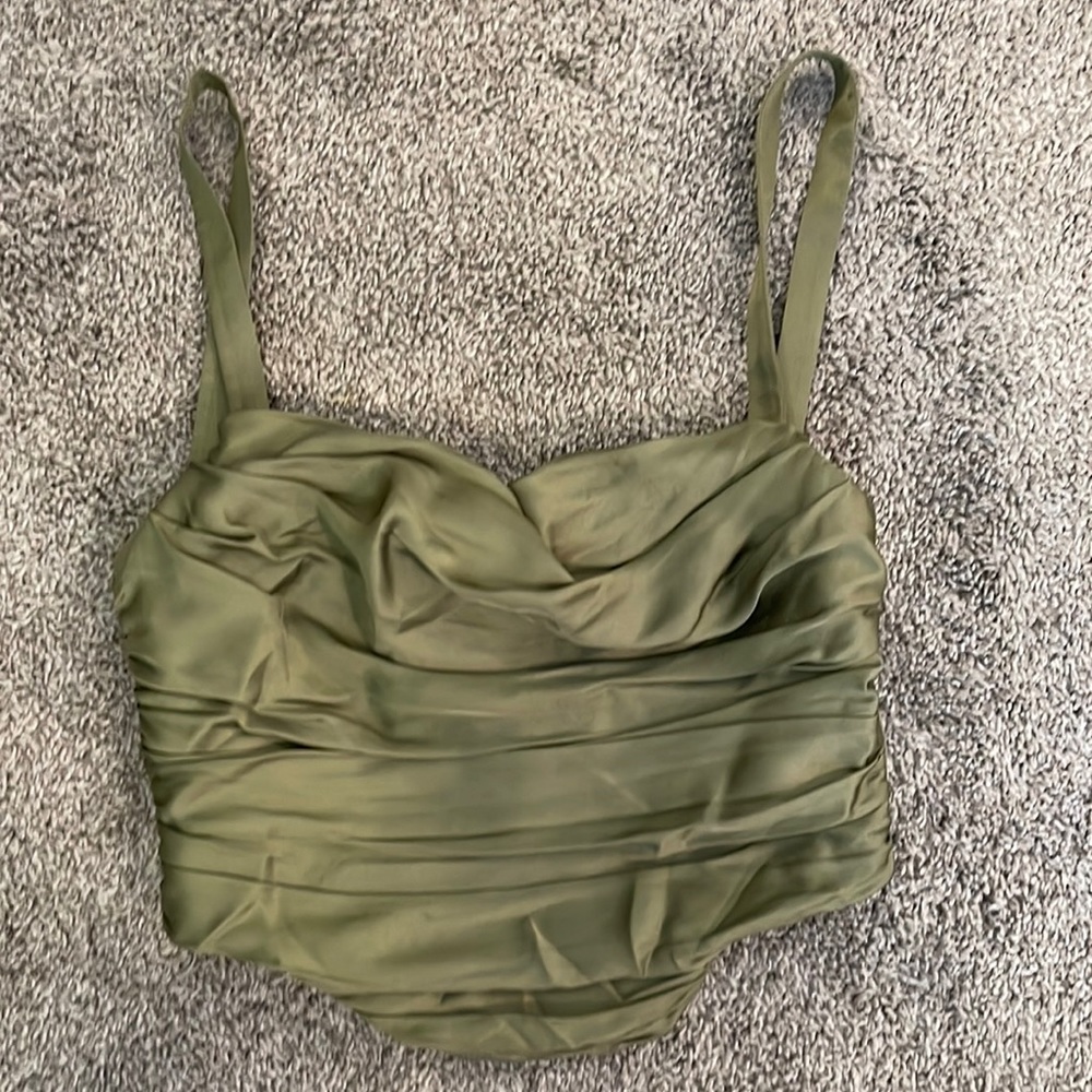 GREEN CORSET TOP - ZARA